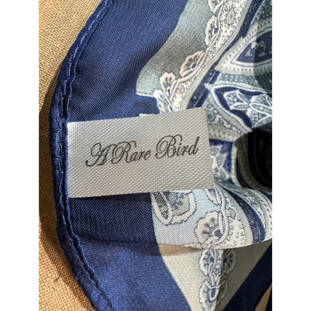 A Rare Bird Navy Blue Paisley Square Wild Rag Scarf Silk Rayon NWT